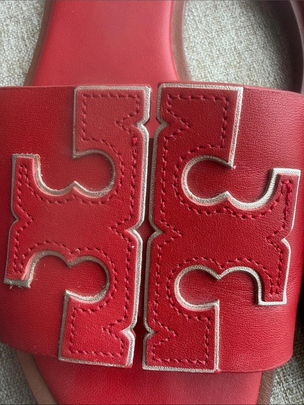 Tory Burch Red Leather Slide Sandals Women’s 7